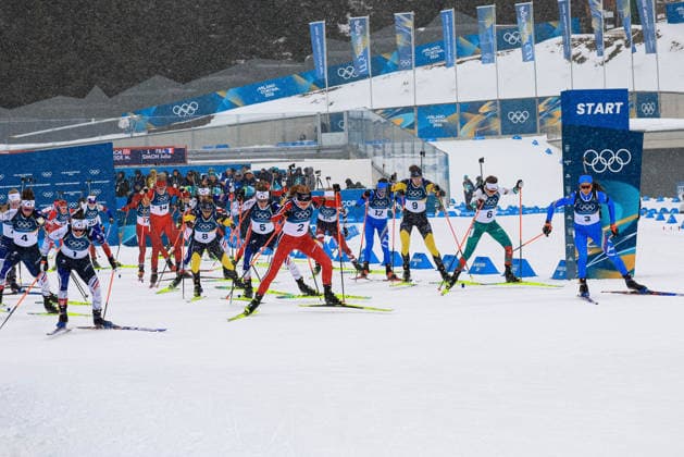 GIOCHI OLIMPICI - Olimpiadi Invernali Milano-Cortina 2026 - Biathlon Women s 12.5km Mass Start Atheltes start line during the Olympic Winter games, Winterspiele,Spiele, Summer games Milano-Cortina 2026, Biathlon Women s 12.5km Mass Start on February 21, 2026 at Antholz-Anterselva Biathlon Arena in Anterselva, Italy Cortina D Ampezzo Italy  Copyright: xIPAxSport ABACAx