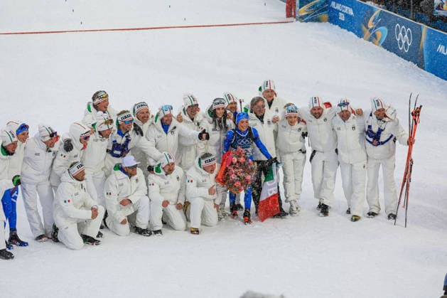 GIOCHI OLIMPICI - Olimpiadi Invernali Milano-Cortina 2026 - Biathlon Women s 12.5km Mass Start Dorothea Wierer (ITA) celebrates the last race of her career at the end of the Olympic Winter games, Winterspiele,Spiele, Summer games Milano-Cortina 2026, Biathlon Women s 12.5km Mass Start on February 21, 2026 at Antholz-Anterselva Biathlon Arena in Anterselva, Italy Cortina D Ampezzo Italy  Copyright: xIPAxSport ABACAx