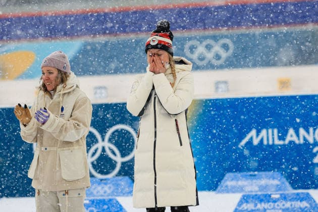 GIOCHI OLIMPICI - Olimpiadi Invernali Milano-Cortina 2026 - Biathlon Women s 12.5km Mass Start Tereza Vobornikova (CZE) 3rd place, Bronze Medal on the podium at the end of the Olympic Winter games, Winterspiele,Spiele, Summer games Milano-Cortina 2026, Biathlon Women s 12.5km Mass Start on February 21, 2026 at Antholz-Anterselva Biathlon Arena in Anterselva, Italy Cortina D Ampezzo Italy  Copyright: xIPAxSport ABACAx