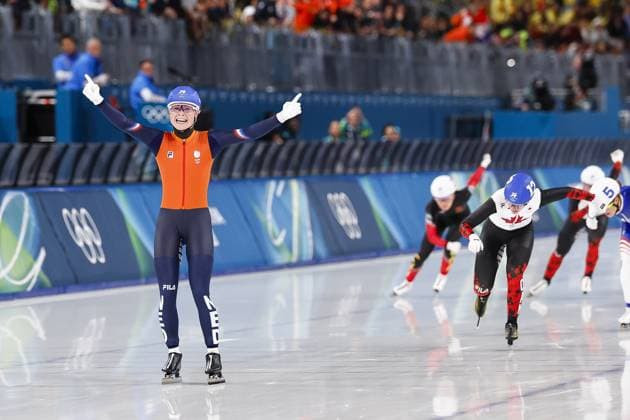 MILAN , 21-02-2026 , Milano Speed skating, Eisschnelllauf Stadium , Olympic Winter games, Winterspiele,Spiele, Summer games 2026 - Speed Skating mass start, final ladies, Picture shows Marijke Groenewoud wins the gold Olympic Winter Games 2026 - Speed Skating mass start  x201787290x Copyright: