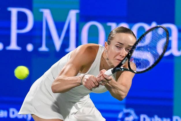 2026 Dubai Duty Free Tennis Championships DUBAI, UNITED ARAB EMIRATES – FEBRUARY 21: Elina Svitolina (seen) of Ukraine competes against Jessica Pegula of the United States during the women’s singles final of the Dubai Duty Free Tennis Championships at the Dubai Duty Free Tennis Stadium in Dubai, United Arab Emirates, on February 21, 2026. Waleed Zein Anadolu Dubai United Arab Emirates. Editorial use only. Please get in touch for any other usage.  Copyright: x2026xAnadoluxWaleedxZeinx