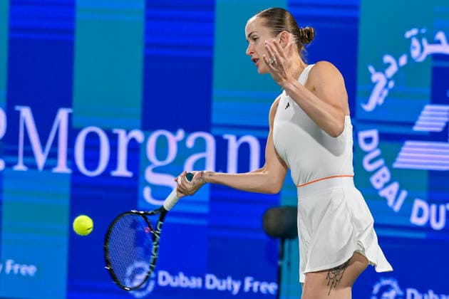 2026 Dubai Duty Free Tennis Championships DUBAI, UNITED ARAB EMIRATES – FEBRUARY 21: Elina Svitolina (seen) of Ukraine competes against Jessica Pegula of the United States during the women’s singles final of the Dubai Duty Free Tennis Championships at the Dubai Duty Free Tennis Stadium in Dubai, United Arab Emirates, on February 21, 2026. Waleed Zein Anadolu Dubai United Arab Emirates. Editorial use only. Please get in touch for any other usage.  Copyright: x2026xAnadoluxWaleedxZeinx