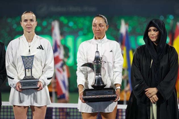 Sheikha Latifa, winner Jessica Pegula and finalist Elina Svitolina, award ceremony, Presentation Dubai Duty Free Tennis Championships, Dubai, U A E Copyright: xJuergenxHasenkopfx