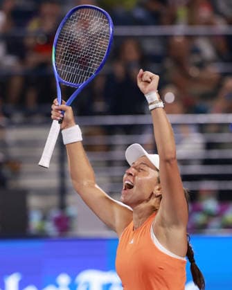 Jessica Pegula celebrates after winning, jubilation, joy, emotionFinal match, FinalDubai Duty Free Tennis Championships, Dubai, U A E Copyright: xJuergenxHasenkopfx