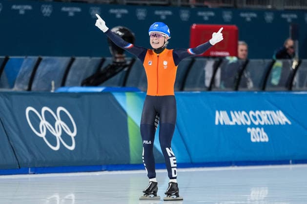 2026 Milano-Cortina Winter Olympics MILAN, ITALY - FEBRUARY 21: Marijke Groenewoud of Netherlands, finished first in the race, celebrates after competing in women s mass start Speed skating, Eisschnelllauf event during the 2026 Milano-Cortina Winter Olympics at Milan Speed Skating Stadium in Milan, Italy on February 21, 2026. Cemal Yurttas Anadolu Milan Italy. Editorial use only. Please get in touch for any other usage.  Copyright: x2026xAnadoluxCemalxYurttaÅüx
