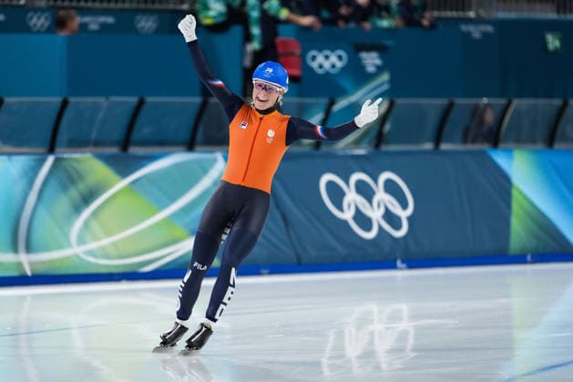 2026 Milano-Cortina Winter Olympics MILAN, ITALY - FEBRUARY 21: Marijke Groenewoud of Netherlands, finished first in the race, celebrates after competing in women s mass start Speed skating, Eisschnelllauf event during the 2026 Milano-Cortina Winter Olympics at Milan Speed Skating Stadium in Milan, Italy on February 21, 2026. Cemal Yurttas Anadolu Milan Italy. Editorial use only. Please get in touch for any other usage.  Copyright: x2026xAnadoluxCemalxYurttaÅüx