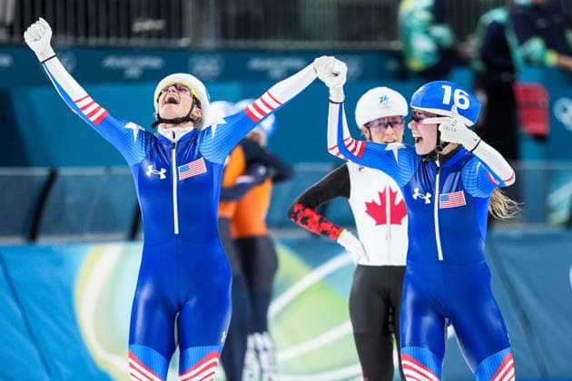 2026 Milano-Cortina Winter Olympics MILAN, ITALY - FEBRUARY 21: Mia Manganello of US, finished third in the race, celebrates after competing in women s mass start Speed skating, Eisschnelllauf event during the 2026 Milano-Cortina Winter Olympics at Milan Speed Skating Stadium in Milan, Italy on February 21, 2026. Cemal Yurttas Anadolu Milan Italy. Editorial use only. Please get in touch for any other usage.  Copyright: x2026xAnadoluxCemalxYurttaÅüx