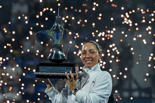 2026 Dubai Duty Free Tennis Championships DUBAI, UAE - FEBRUARY 21: American tennis player Jessica Pegula wins the women’s singles final of the Dubai Duty Free Tennis Championships against Ukrainian tennis player Elina Svitolina at the Dubai Duty Free Tennis Stadium in Dubai, United Arab Emirates, on February 21, 2026. Waleed Zein Anadolu Dubai United Arab Emirates. Editorial use only. Please get in touch for any other usage.  Copyright: x2026xAnadoluxWaleedxZeinx