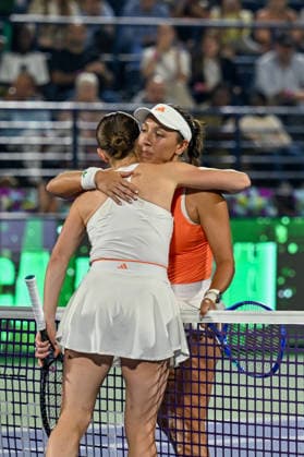 2026 Dubai Duty Free Tennis Championships DUBAI, UAE - FEBRUARY 21: American tennis player Jessica Pegula wins the women’s singles final of the Dubai Duty Free Tennis Championships against Ukrainian tennis player Elina Svitolina at the Dubai Duty Free Tennis Stadium in Dubai, United Arab Emirates, on February 21, 2026. Waleed Zein Anadolu Dubai United Arab Emirates. Editorial use only. Please get in touch for any other usage.  Copyright: x2026xAnadoluxWaleedxZeinx