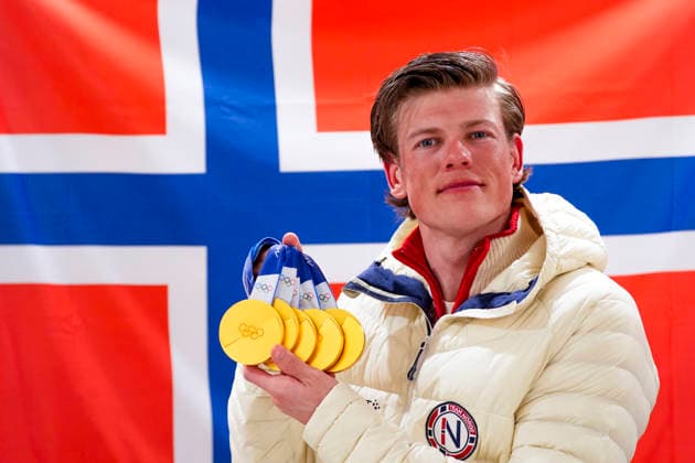 Winter Olympics in Milan Cortina 2026 Val di Fiemme, Italy 20260221. Johannes Hosflot Klaebo with the first five gold medals won during the Winter Olympics in Milano Cortina 2026. Photo: Lise Aserud NTB Val di Fiemme Italy EDITORIAL USE ONLY. RESTRICTED USE FOR BETTING COMPANIES Ref:_SPOXEpFo924OLk.jpg *** Winter Olympics in Milan Cortina 2026 Val di Fiemme, Italy 20260221 Johannes Hosflot Klaebo with the first five gold medals won during the Winter Olympics in Milan Cortina 2026 Photo Lise Aserud NTB Val di Fiemme Italy EDITORIAL USE ONLY RESTRICTED USE FOR BETTING COMPANIES  Copyright: xLisexAserudxx xNTBx