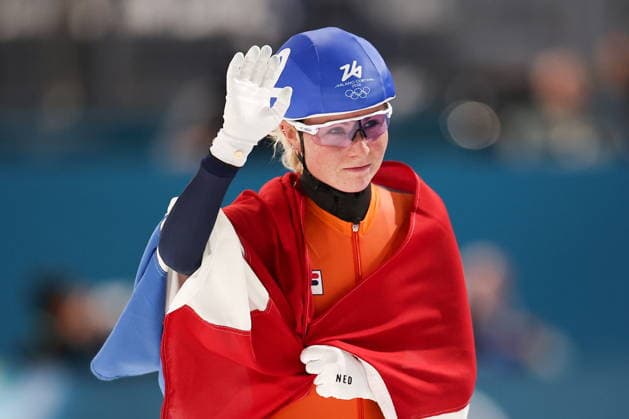 ITALY, MILAN - FEBRUARY 21, 2026: Gold medalist Marijke Groenewoud of the Netherlands celebrates her victory in the women s mass start Speed skating, Eisschnelllauf final at Milano Speed Skating Stadium during the 2026 Winter Olympic Games, Olympische Spiele, Olympia, OS Peter Kovalev TASS  89045557