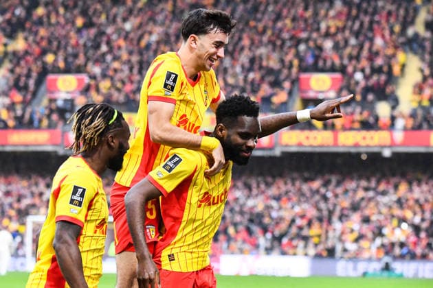 FOOTBALL : RC Lens vs AS Monaco - Ligue 1 - JournÃ e 23 - 21 02 2026 Joie des joueurs du RC Lens aprÃ s le but de Odsonne Edouard (RC Lens) LensFrance  Copyright: xBaptistexAutissierx