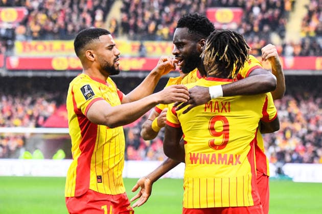 FOOTBALL : RC Lens vs AS Monaco - Ligue 1 - JournÃ e 23 - 21 02 2026 Joie des joueurs du RC Lens aprÃ s le but de Odsonne Edouard (RC Lens) LensFrance  Copyright: xBaptistexAutissierx