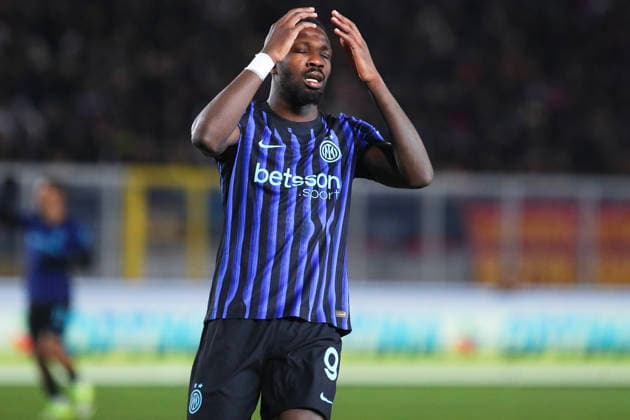 Marcus Thuram of FC Internazionale Milano looks dejected during the serie A match between US Lecce and FC Internazionale Milano at Ettore Giardiniero - Via del Mare stadium in Lecce (Italy), February 21, 2026. massimilianoxcarnabuci