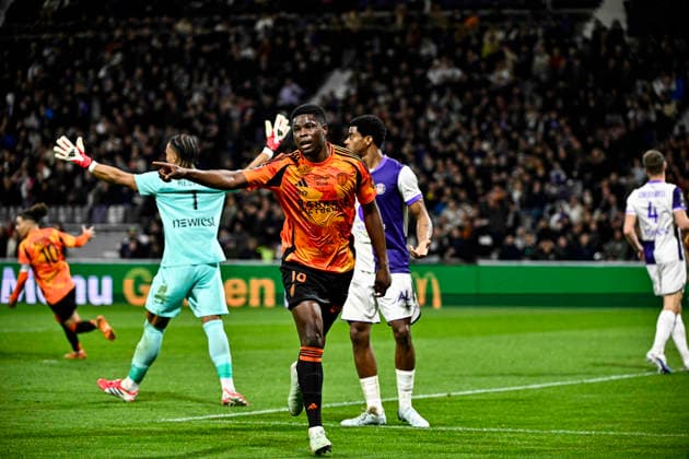FOOTBALL : Toulouse vs PFC - 23eme Journee de Ligue1 McDonald S - Toulouse - 21 02 2026 Action but et Joie Marshall Munesti (pfc) Toulouse  Copyright: xThierryxBretonx