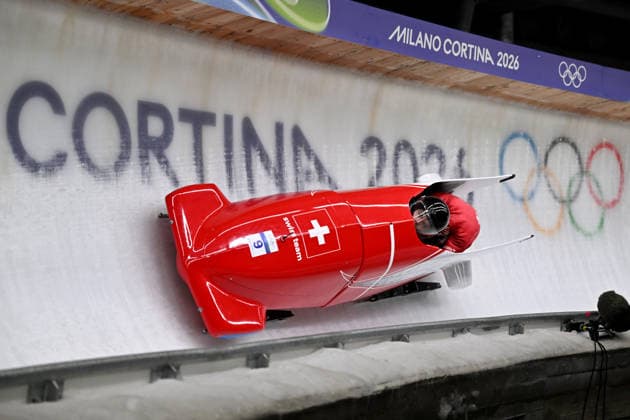 Cortina d Ampezzo, Italy, February 21th 2026. Debora Annen and Salome Kora of Switzerland in action during the Bobsleight 2-woman Heat 3 and 4 race of the Olympic Winter games, Winterspiele,Spiele, Summer games 2026 in Cortina d Ampezzo, Italy. (Photo by Igor Kupljenik Sports Press Photo)  Copyright: xIgorxKupljenikx xSPPx Sportspressphoto_SPR95641