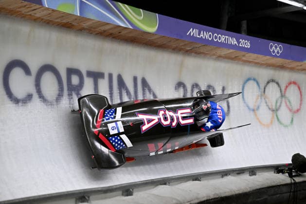 Cortina d Ampezzo, Italy, February 21th 2026. Elana Meyers Taylor and Jadin O brien of United States of America in action during the Bobsleight 2-woman Heat 3 and 4 race of the Olympic Winter games, Winterspiele,Spiele, Summer games 2026 in Cortina d Ampezzo, Italy. (Photo by Igor Kupljenik Sports Press Photo)  Copyright: xIgorxKupljenikx xSPPx Sportspressphoto_SPR95644