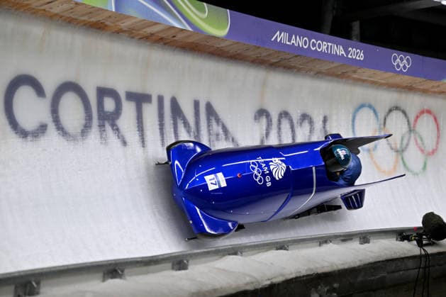 Cortina d Ampezzo, Italy, February 21th 2026. Adele Nicoll and Ashleigh Nelson of Great Britain in action during the Bobsleight 2-woman Heat 3 and 4 race of the Olympic Winter games, Winterspiele,Spiele, Summer games 2026 in Cortina d Ampezzo, Italy. (Photo by Igor Kupljenik Sports Press Photo)  Copyright: xIgorxKupljenikx xSPPx Sportspressphoto_SPR95652