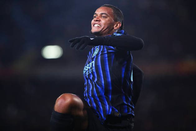 Manuel Akanji of FC Internazionale Milano celebrates the goal of 0-2 scored during the serie A match between US Lecce and FC Internazionale Milano at Ettore Giardiniero - Via del Mare stadium in Lecce (Italy), February 21, 2026. massimilianoxcarnabuci