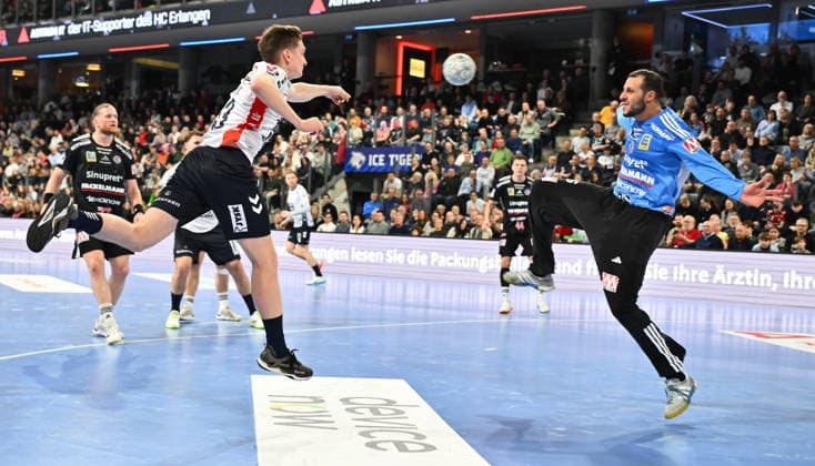 21 02 20265 Handball 1 Bundesliga DAIKIN HBL Season 2025 2026 22 Matchday HC Erlangen Metropolregion Nürnberg HCE SG Flensburg Handewitt xwoxzix Domen Novak 63, SG Flensburg Handewitt Khalifa Ghedbane 96, HC Erlangen HCE