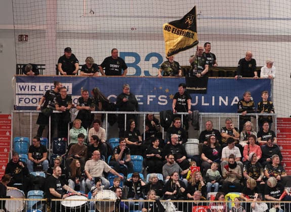 GER HBL2 season 2025 2026 VfL Potsdam vs HC Elbflorenz Dresden, 21 02 26, MBS Arena, Potsdam Fanblock of HC Elbflorenz