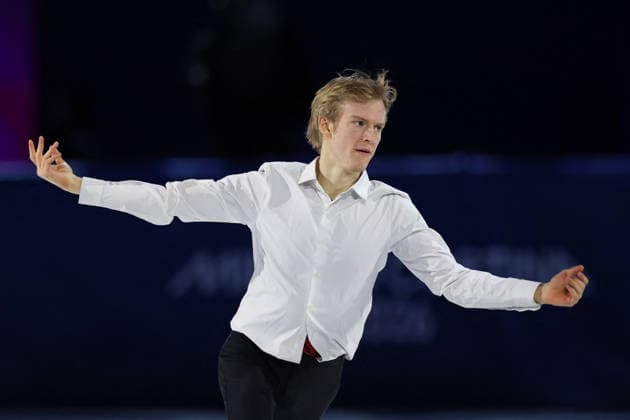 Winter Olympics - Figure skating, Eiskunstlauf Exhibition Gala Daniel Grassl of Team Italy performs during a Figure Skating Exhibition Gala on day fifteen of the Milano Cortina 2026 Winter Olympic Games, Olympische Spiele, Olympia, OS at Milano Ice Skating Arena on February 21, 2026 in Milan, Italy. Photo by Alexis Jumeau ABACAPRESS.COM Milan Italy  Copyright: xJumeauxAlexis ABACAx