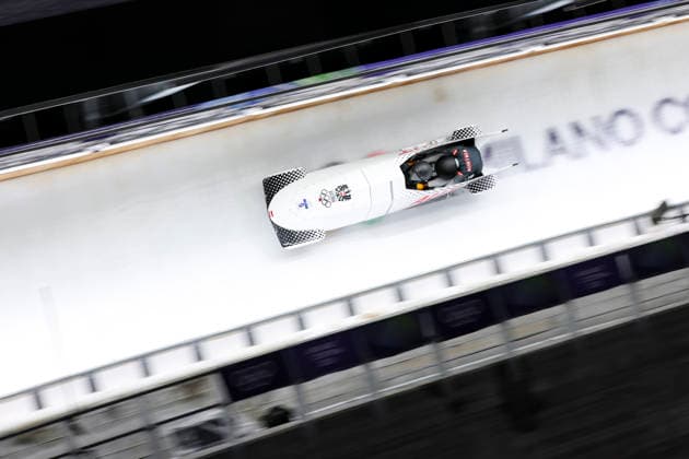 OLYMPICS - Winter Olympic Games, Olympische Spiele, Olympia, OS Milano Cortina 2026 CORTINA D AMPEZZO,ITALY,21.FEB.26 - OLYMPICS, BOBSLEIGH - Winter Olympic Games Milano Cortina 2026, 2-woman, heat 3 and 4. Image shows Katrin Beierl and Christania Simone Williams (AUT).  GEPAxpictures xMaticxKlansek