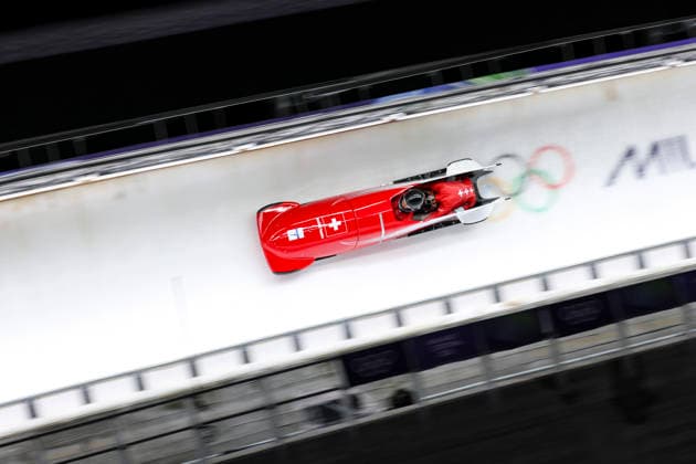 OLYMPICS - Winter Olympic Games, Olympische Spiele, Olympia, OS Milano Cortina 2026 CORTINA D AMPEZZO,ITALY,21.FEB.26 - OLYMPICS, BOBSLEIGH - Winter Olympic Games Milano Cortina 2026, 2-woman, heat 3 and 4. Image shows Melanie Hasler and Nadja Pasternack (SUI).  GEPAxpictures xMaticxKlansek