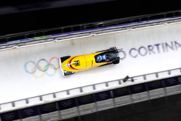 OLYMPICS - Winter Olympic Games, Olympische Spiele, Olympia, OS Milano Cortina 2026 CORTINA D AMPEZZO,ITALY,21.FEB.26 - OLYMPICS, BOBSLEIGH - Winter Olympic Games Milano Cortina 2026, 2-woman, heat 3 and 4. Image shows Lisa Buckwitz and Neele Schuten (GER).  GEPAxpictures xMaticxKlansek