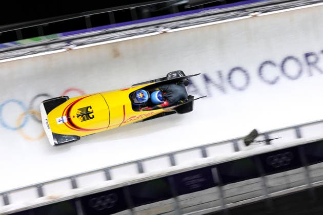 OLYMPICS - Winter Olympic Games, Olympische Spiele, Olympia, OS Milano Cortina 2026 CORTINA D AMPEZZO,ITALY,21.FEB.26 - OLYMPICS, BOBSLEIGH - Winter Olympic Games Milano Cortina 2026, 2-woman, heat 3 and 4. Image shows Kim Kalicki and Talea Prepens (GER).  GEPAxpictures xMaticxKlansek