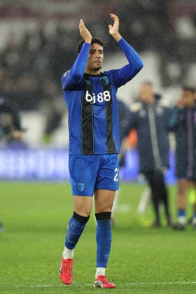 21st February 2026; London Stadium, London, England; Premier League Football, West Ham United versus Bournemouth; James Hill of Bournemouth thanking the fans after the match  KatiexChan Content restricted for UK based newspaper