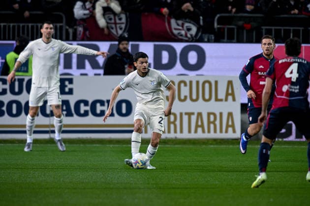 SS Lazio s Reda Belahyane in action during the Serie A soccer match between Cagliari Calcio and SS Lazio at the Unipol Domus in Cagliari, Sardinia - Saturday 21st February 2026. - Soccer  Copyright: x Â®xGianlucaxZuddas LaPressex