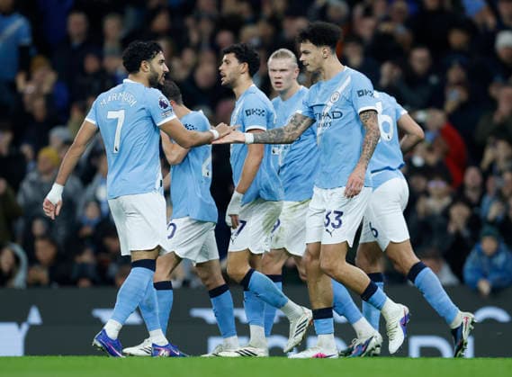 Manchester, England, 21st February 2026. Nico O™Reilly of Manchester City (r) celebrates scoring the first goal during the Manchester City vs Newcastle United Premier League match at the Etihad Stadium, Manchester. Picture credit should read: Cody Froggatt Sportimage EDITORIAL USE ONLY. No use with unauthorised audio, video, data, fixture lists, club league logos or live services. Online in-match use limited to 120 images, no video emulation. No use in betting, games or single club league player publications. SPI_023_CF_Man_City_Newc SPI-4542-0023