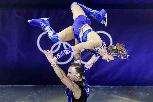 ITALY, MILAN - FEBRUARY 21, 2026: Pair skaters Anastasiia Metelkina and Luka Berulava of Georgia perform during the Figure skating, Eiskunstlauf exhibition gala at the 2026 Winter Olympic Games, Olympische Spiele, Olympia, OS at Milano Ice Skating Arena. Peter Kovalev TASS  89057611