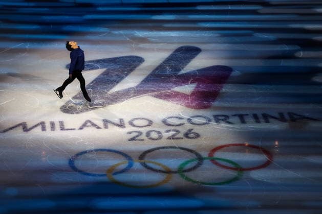 ITALY, MILAN - FEBRUARY 21, 2026: Adam Siao Him Fa of France performs during the Figure skating, Eiskunstlauf exhibition gala at the 2026 Winter Olympic Games, Olympische Spiele, Olympia, OS at Milano Ice Skating Arena 2026 Winter Olympics: Figure Skating  - ZUMAt113 20260221_zaa_t113_837 Copyright: xPeterxKovalevx