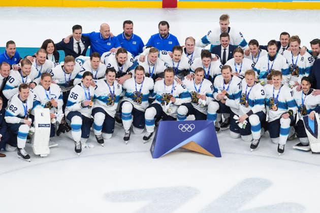 2026 Milano-Cortina Winter Olympics MILAN, ITALY - FEBRUARY 21: Players of Finland celebrate after winning the bronze medal after the Ice hockey, Eishockey bronze medal match between Slovakia and Finland at the Milan Santagiulia Ice Hockey Arena at the 2026 Milano-Cortina Winter Olympics in Milan, Italy on February 21, 2026. Cemal Yurttas Anadolu Milan Italy. Editorial use only. Please get in touch for any other usage.  Copyright: x2026xAnadoluxCemalxYurttasx