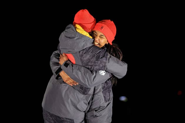 GIOCHI OLIMPICI - Olimpiadi Invernali Milano-Cortina 2026 - Bobsleigh 2-woman Laura Nolte Deborah Levi (GER) 1st place, Gold Medal on the podium at the Olympic Winter games, Winterspiele,Spiele, Summer games Milano-Cortina 2026, Bobsleigh 2-woman Heat 4 Final on February 21, 2026 at Cortina Sliding Center in Cortina d Ampezzo, Italy Cortina D Ampezzo Italy  Copyright: xIPAxSport ABACAx