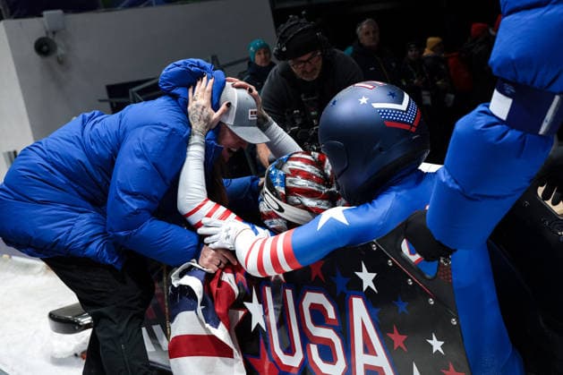 GIOCHI OLIMPICI - Olimpiadi Invernali Milano-Cortina 2026 - Bobsleigh 2-woman Kaillie Armbruster Humphries Jasmine Jones (USA) 3rd place, Bronze Medal during the Olympic Winter games, Winterspiele,Spiele, Summer games Milano-Cortina 2026, Bobsleigh 2-woman Heat 4 Final on February 21, 2026 at Cortina Sliding Center in Cortina d Ampezzo, Italy Cortina D Ampezzo Italy  Copyright: xIPAxSport ABACAx