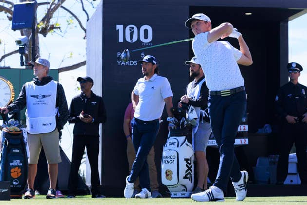 February 21, 2026, Pacific Palisades, California, USA: Jacob Bridgeman during Round 3 of the 2026 Genesis Invitational Golf Tournament on Saturday February 21, 2026 at the Riviera Country Club in Pacific Palisades, California. ARIANA RUIZ PI The 2026 Genesis Invitational - Round 3  - ZUMAp124 20260221_zaa_p124_014 Copyright: xArianaxRuizx