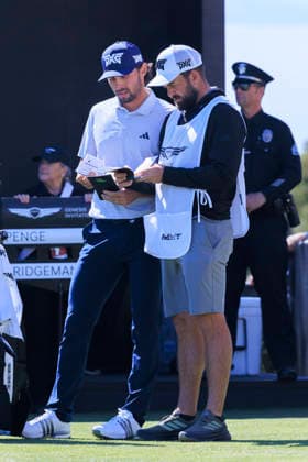 February 21, 2026, Pacific Palisades, California, USA: Marco Penge at the 1st tee during Round 3 of the 2026 Genesis Invitational Golf Tournament on Saturday February 21, 2026 at the Riviera Country Club in Pacific Palisades, California. ARIANA RUIZ PI The 2026 Genesis Invitational - Round 3  - ZUMAp124 20260221_zaa_p124_025 Copyright: xArianaxRuizx