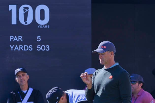 February 21, 2026, Pacific Palisades, California, USA: Adam Scott at the 1st tee during Round 3 of the 2026 Genesis Invitational Golf Tournament on Saturday February 21, 2026 at the Riviera Country Club in Pacific Palisades, California. ARIANA RUIZ PI Pacific Palisades USA - ZUMAp124 20260221_zaa_p124_009 Copyright: xArianaxRuizx