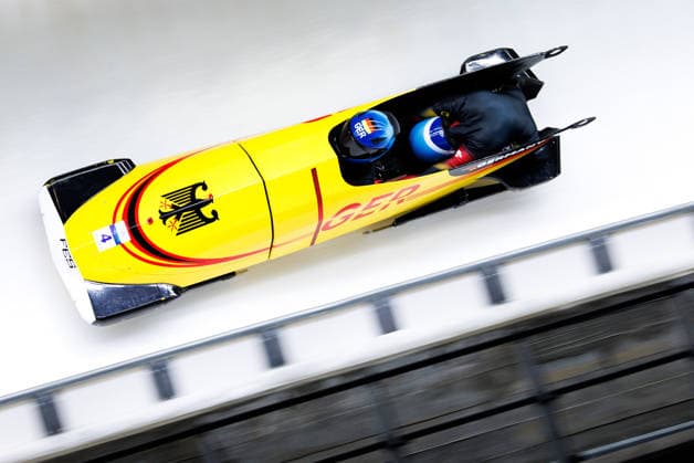 OLYMPICS - Winter Olympic Games, Olympische Spiele, Olympia, OS Milano Cortina 2026 CORTINA D AMPEZZO,ITALY,21.FEB.26 - OLYMPICS, BOBSLEIGH - Winter Olympic Games Milano Cortina 2026, 2-woman, heat 3 and 4, medal ceremony. Image shows Lisa Buckwitz and Neele Schuten (GER).  GEPAxpictures xMaticxKlansek