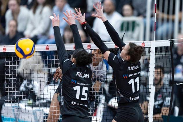 1 Volleyball Bundesliga Women Schwarz Weiss Erfurt vs Ladies in Black Aachen Erfurt 21 02 2026 Alianza Darley 14 Schwarz Weiss Erfurt vs A15 and Tsvetelina Ilieva 11 Ladies in Black Aachen 1 Volleyball Bundesliga Women Schwarz Weiss Erfurt vs Ladies in Black Aachen Riethsporthalle Erfurt 21 02 2026 Copyright: xBEAUTIFULxSPORTS Duehringx