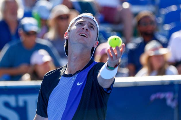 DELRAY BEACH, FL - FEBRUARY 21: Sebastian Korda (USA) in action during his Semi Final match against Flavio Cobolli (ITA) at the Delray Beach Open on February 21, 2026, at Delray Beach Stadium & Tennis Center in Delray Beach, Florida.(Photo by Chris Arjoon Icon Sportswire). TENNIS: FEB 21 Delray Beach Open EDITORIAL USE ONLY Icon2602210010002