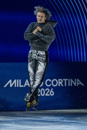 21st February 2026; Milan, Lombardy, Italy, 2026 Winter Olympic Games, Olympische Spiele, Olympia, OS Day Sixteen; Figure skating, Eiskunstlauf exhibition gala; Ilia Malinin (USA)  FotoxOlimpik Content restricted for UK based newspaper