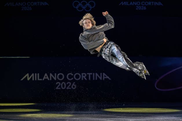 February 21, 2026, Milan, Lombardy, Italy: Team America s LLIA MALININ performs at the Figure skating, Eiskunstlauf Exhibition Gala at the Milano Cortina 2026 Winter Olympics. Milan Italy - ZUMAh234 20260221_oly_h234_003 Copyright: xMarkxEdwardxHarrisx