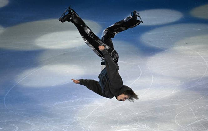 (260222) -- MILAN, Feb. 22, 2026 -- Ilia Malinin of the United States performs during the gala exhibition of Figure skating, Eiskunstlauf at the Milan-Cortina 2026 Olympic Winter games, Winterspiele,Spiele, Summer games in Milan, Italy, Feb. 21, 2026. ) (MICO2026)ITALY-MILAN-OLYMPIC WINTER GAMES-FIGURE SKATING-GALA ChengxMin 
