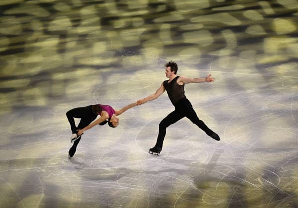 (260222) -- MILAN, Feb. 22, 2026 -- Maria Pavlova (L) Alexei Sviatchenko of Hungary perform during the gala exhibition of Figure skating, Eiskunstlauf at the Milan-Cortina 2026 Olympic Winter games, Winterspiele,Spiele, Summer games in Milan, Italy, Feb. 21, 2026. ) (MICO2026)ITALY-MILAN-OLYMPIC WINTER GAMES-FIGURE SKATING-GALA ChengxMin 