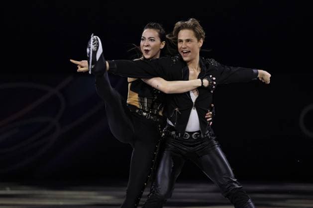 Milan Cortina Olympics: Figure skating, Eiskunstlauf Lithuanian ice dancers Allison Reed (L) and Saulius Ambrulevicius perform in the figure skating exhibition gala at the Milan Cortina Olympics on Feb. 21, 2026, at Milano Ice Skating Arena in Milan.  A14AA0005313732P
