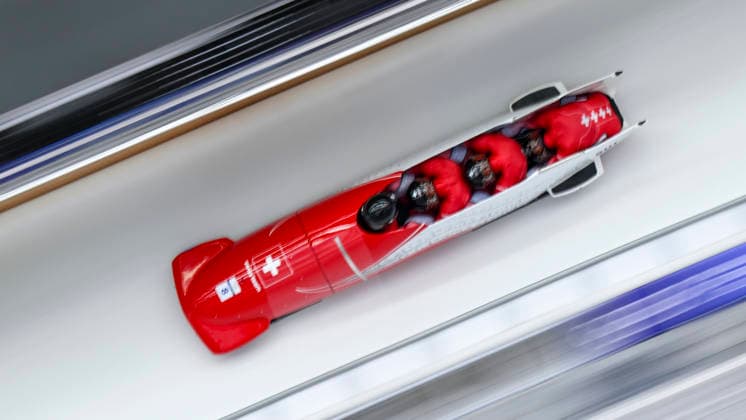 OLYMPICS - Winter Olympic Games, Olympische Spiele, Olympia, OS Milano Cortina 2026 CORTINA D AMPEZZO,ITALY,22.FEB.26 - OLYMPICS, BOBSLEIGH - Winter Olympic Games Milano Cortina 2026, 4-man, heat 3 and 4. Image shows Cedric Follador, Luca Rolli, Tim Annen and Omar Vogele (SUI).  GEPAxpictures AlexanderxSolc